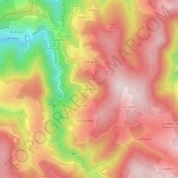 Mappa topografica Font Mora, altitudine, rilievo