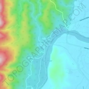 Mappa topografica Minahan Sur, altitudine, rilievo