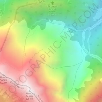 Mappa topografica Prealpi Venete, altitudine, rilievo