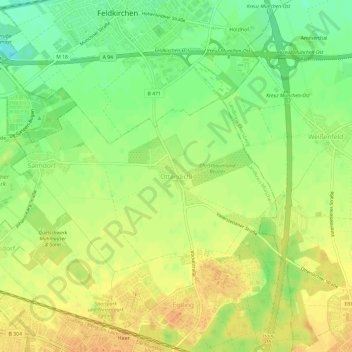 Mappa topografica Ottendichl, altitudine, rilievo