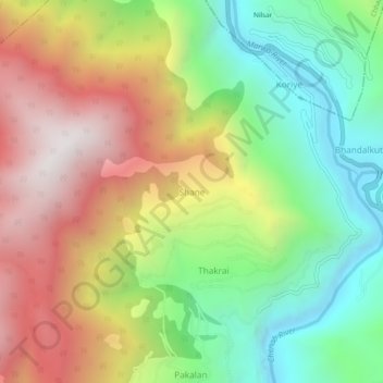 Mappa topografica Shane, altitudine, rilievo