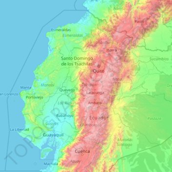 Mappa topografica Cotopaxi, altitudine, rilievo