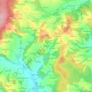 Mappa topografica Gschnaid, altitudine, rilievo