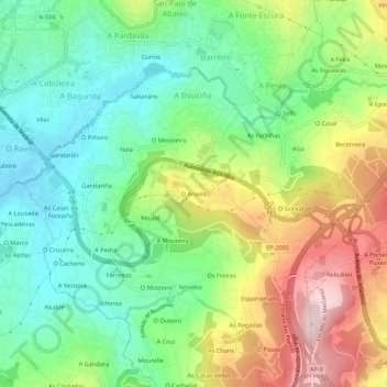 Mappa topografica O Arieiro, altitudine, rilievo
