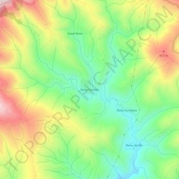 Mappa topografica Roda Cimeira, altitudine, rilievo