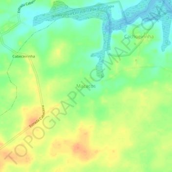 Mappa topografica Macacos, altitudine, rilievo