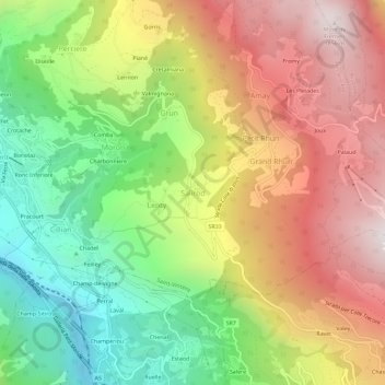 Mappa topografica Salirod, altitudine, rilievo