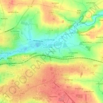 Mappa topografica Le Plessis, altitudine, rilievo