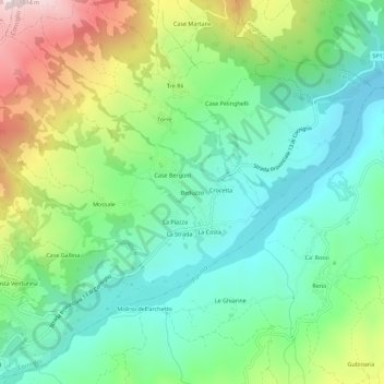 Mappa topografica Beduzzo, altitudine, rilievo