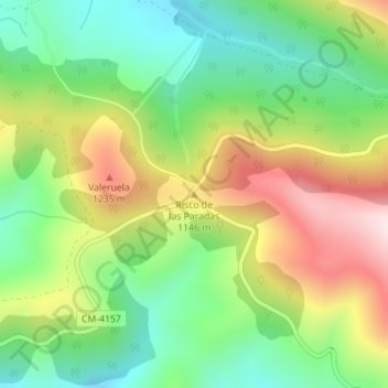 Mappa topografica Risco de las Paradas, altitudine, rilievo