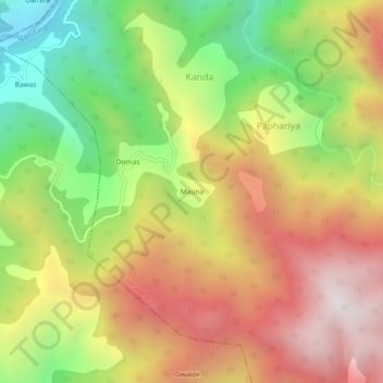 Mappa topografica Mauna, altitudine, rilievo