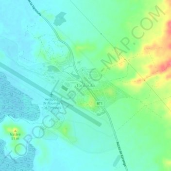 Mappa topografica Tontouta, altitudine, rilievo