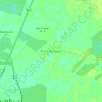 Mappa topografica Pampa del Guasmo, altitudine, rilievo