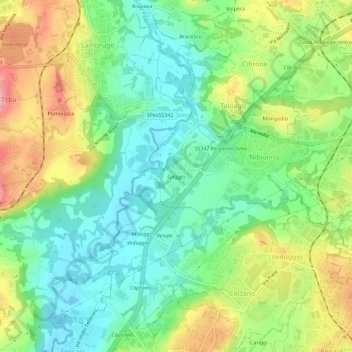 Mappa topografica Gaggio, altitudine, rilievo