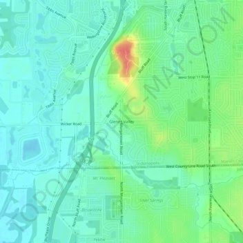 Mappa topografica Glenns Valley, altitudine, rilievo
