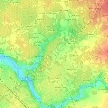 Mappa topografica La Brebionnière, altitudine, rilievo