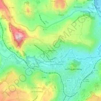 Mappa topografica La Malouteyre, altitudine, rilievo