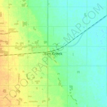 Mappa topografica Elm Creek, altitudine, rilievo