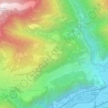 Mappa topografica Creelone, altitudine, rilievo