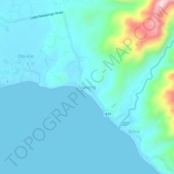 Mappa topografica Sawang, altitudine, rilievo