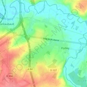 Mappa topografica La Faucherie, altitudine, rilievo