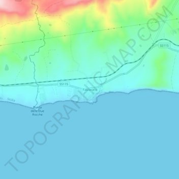 Mappa topografica Falconara, altitudine, rilievo