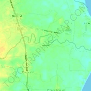 Mappa topografica Malaya, altitudine, rilievo