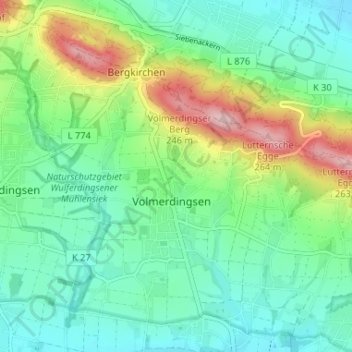 Mappa topografica Wittekindshof, altitudine, rilievo