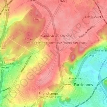 Mappa topografica Wainage, altitudine, rilievo