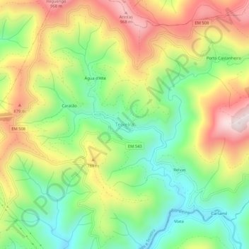 Mappa topografica Teixeira, altitudine, rilievo