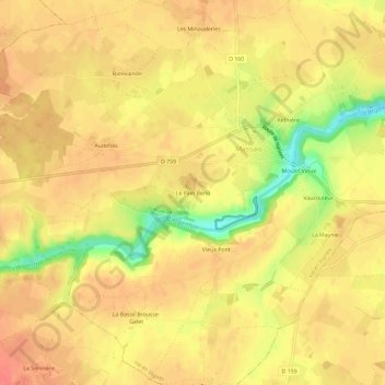 Mappa topografica Le Pain Bénit, altitudine, rilievo