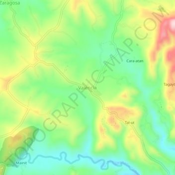 Mappa topografica Valencia, altitudine, rilievo
