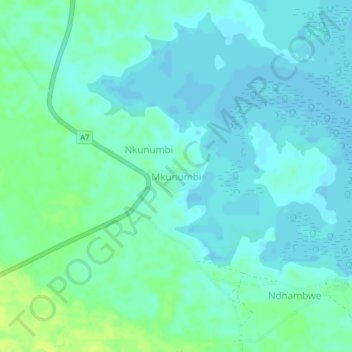 Mappa topografica Mkunumbi, altitudine, rilievo