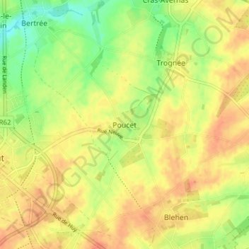 Mappa topografica Poucet, altitudine, rilievo