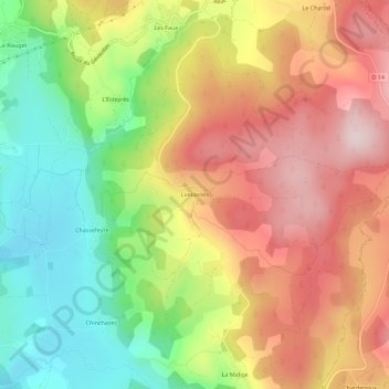 Mappa topografica Limbertès, altitudine, rilievo