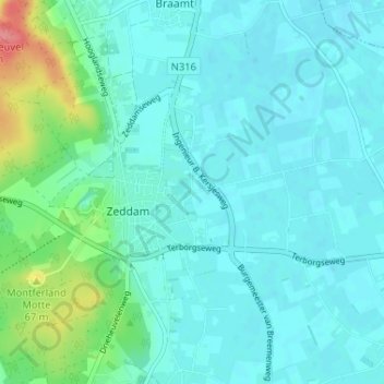 Mappa topografica Vinkwijk, altitudine, rilievo