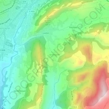 Mappa topografica Les Émeyères, altitudine, rilievo