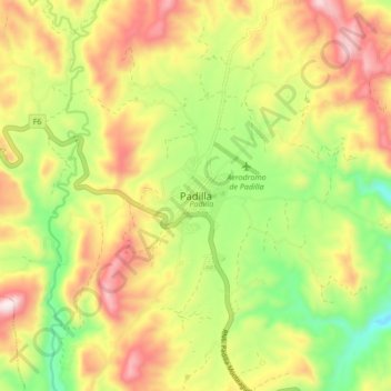 Mappa topografica Padilla, altitudine, rilievo