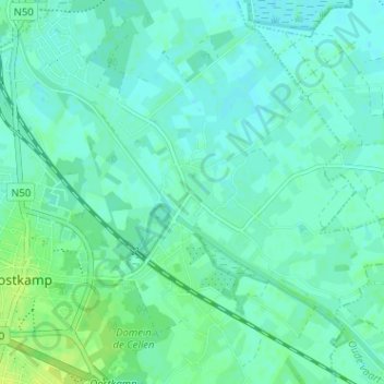 Mappa topografica Moerbrugge, altitudine, rilievo