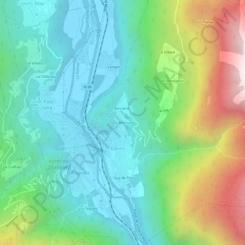 Mappa topografica La Montaz, altitudine, rilievo