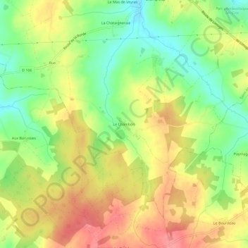 Mappa topografica Le Chambon, altitudine, rilievo