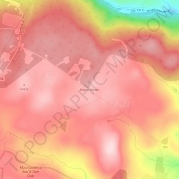 Mappa topografica Mount Vernon, altitudine, rilievo