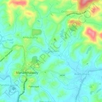 Mappa topografica Chettapalam, altitudine, rilievo