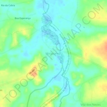 Mappa topografica Mirasselvas, altitudine, rilievo