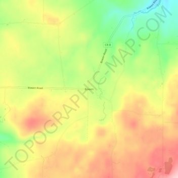 Mappa topografica Bowen, altitudine, rilievo
