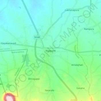 Mappa topografica Nippani, altitudine, rilievo