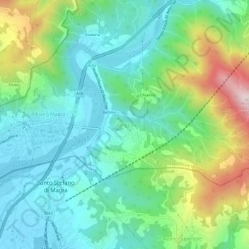 Mappa topografica Caprigliola, altitudine, rilievo