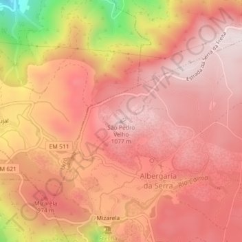 Mappa topografica São Pedro Velho, altitudine, rilievo