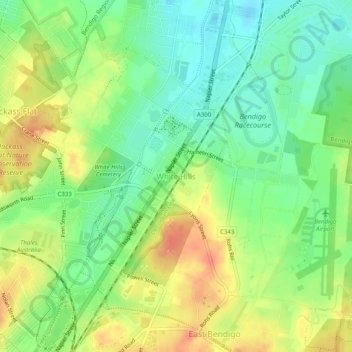 Mappa topografica White Hills, altitudine, rilievo