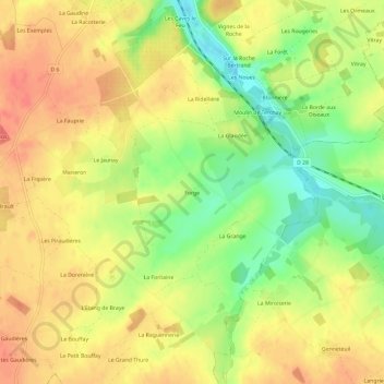 Mappa topografica Forge, altitudine, rilievo